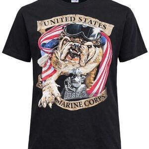 USMC Bulldog Marine Corps Graphic Tee XL Black Bayside Made in USA
